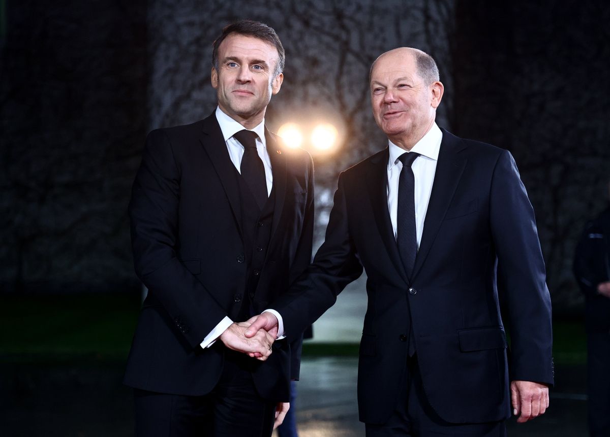 Emmanuel Macron francia elnök és Olaf Scholz német kancellár. Látszólag minden rendben a német–francia kapcsolatokkal