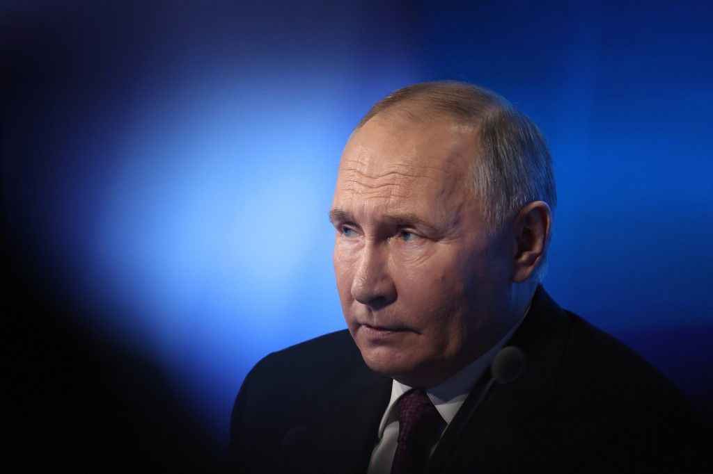 Vlagyimir Putyin orosz elnök Moszkvában 2024. április 25-én. (Fotó: Alexander KAZAKOV / POOL / AFP)