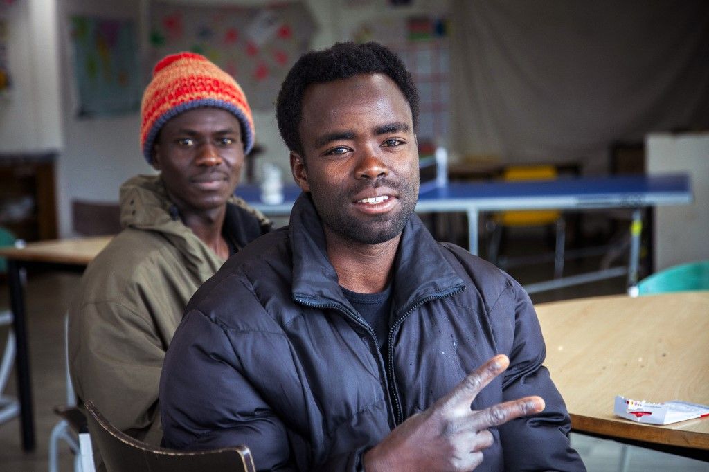 Szudáni migránsok Franciaországban 2024. május 18-án. (Fotó: Thibaut Durand / Hans Lucas / Hans Lucas az AFP-n keresztül)