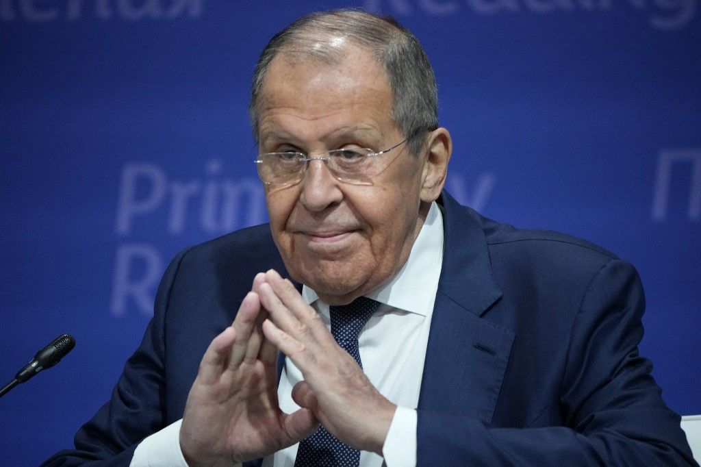 Szergej Lavrov orosz külügyminiszter beszédet mond Moszkvában, 2024. június 26-án. (Fotó: Alexander Zemlianichenko / POOL / AFP)