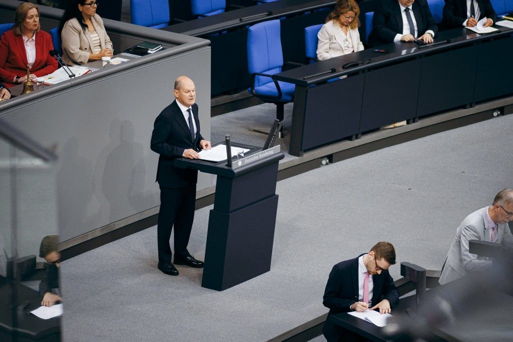 Chancellor Olaf Scholz gives government statement