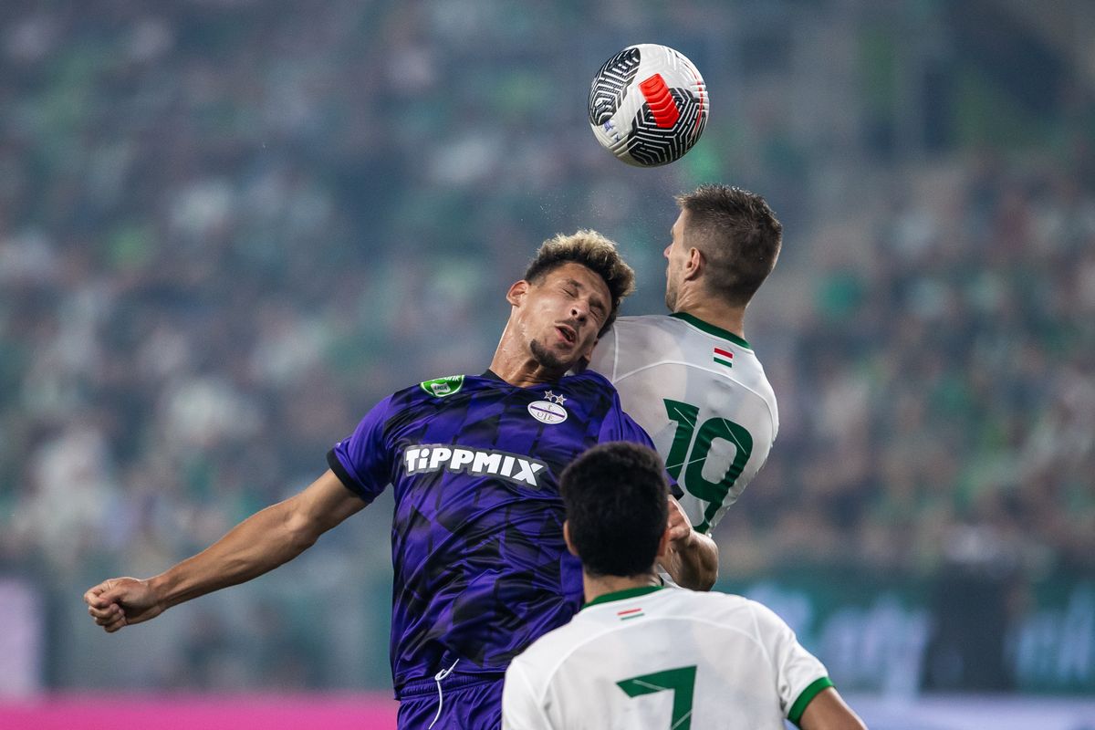 20240519 Budapest
Ferencváros TC Újpest FC labdarúgó mérk?zés
fotó: Polyák Attila (PA)
Origo
képen: #8 Heinz Mörschel, #19 Varga Barnabás olimpia Szoboszlai Dominik