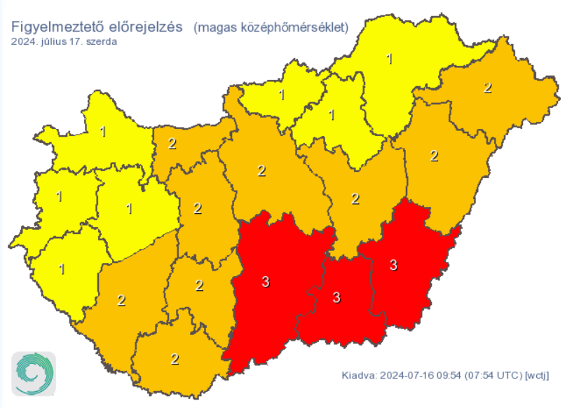 figyelmeztető előrejelzés, riasztás, időjárás, hőség, kánikula, eső, zápor, zivatar