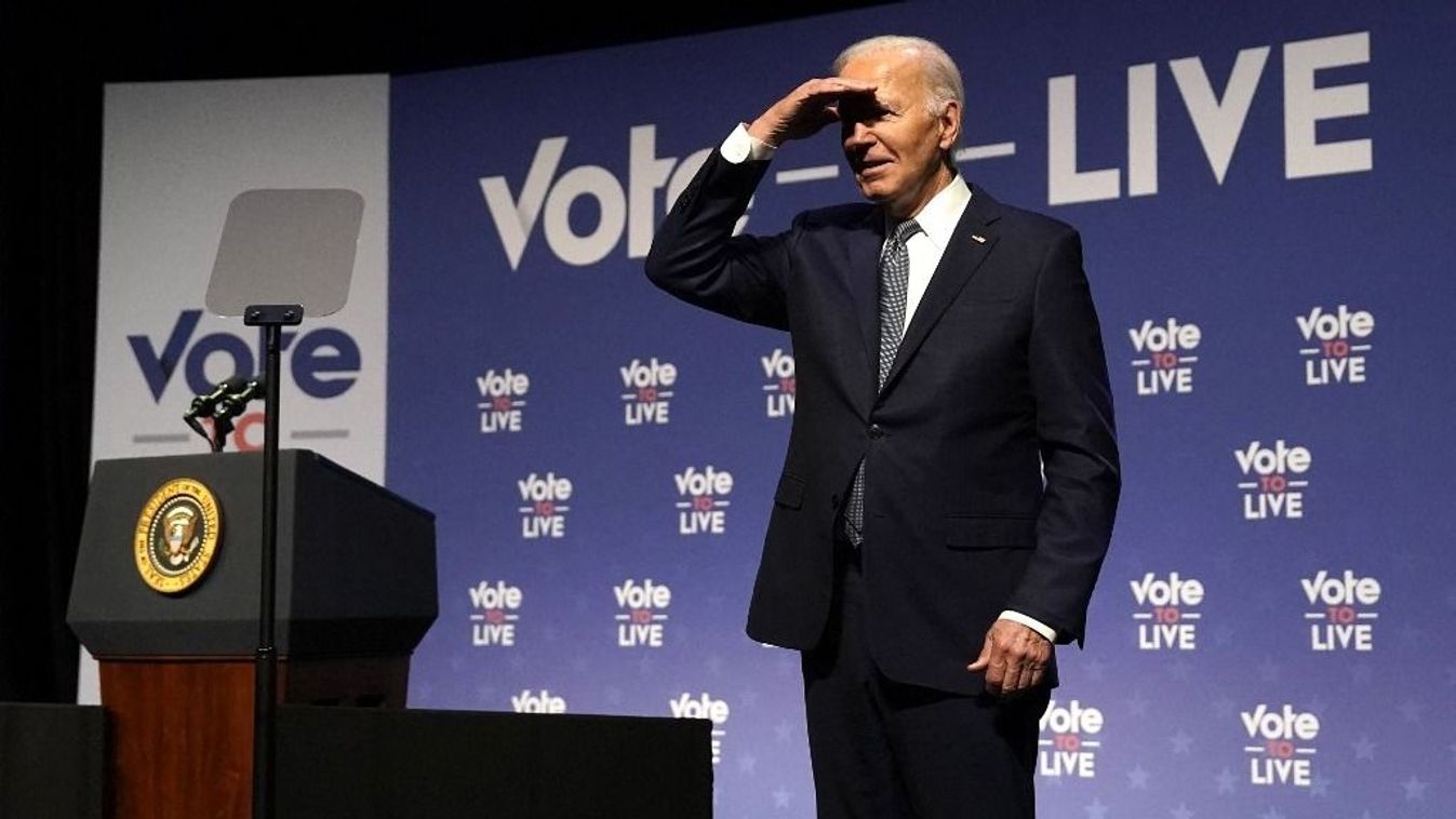 US President Joe Biden participates in an economic summit with Representative Steven Horsford (D-NV)
US President Joe Biden gestures near the podium during the Vote To Live Properity Summit at the College of Southern Nevada in Las Vegas, Nevada, on July 16, 2024. (Photo by Kent Nishimura / AFP)