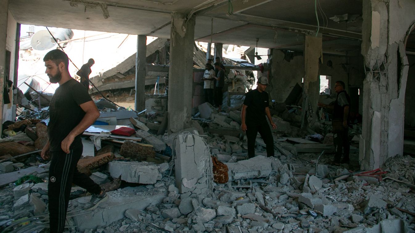 Israeli Airstrike Bureij Refugee Camp Gaza Strip
Palestinians inspect the destruction of an Israeli airstrike on a residential neighborhood in Bureij refugee camp, central Gaza, Thursday, August 8, 2024. The United States, Qatar, and Egypt are calling for a new round of ceasefire talks following escalating tension in the region. (Photo by Saeed Jaras / Middle East Images / Middle East Images via AFP)