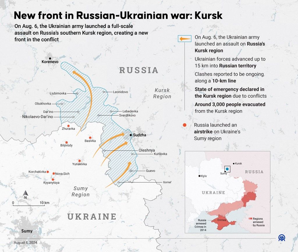 Augusztus 6-án az ukrán hadsereg teljes körű támadást indított az oroszországi Kurszk régió ellen. (Forrás: AFP)