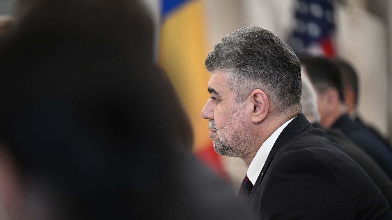 Romanian Prime Minister Marcel Ciolacu looks on during a meeting with US Secretary of State Antony Blinken, not pictured, in the Thomas Jefferson Room of the US Department of State in Washington, DC, on December 4, 2023. (Photo by Brendan SMIALOWSKI / AFP)