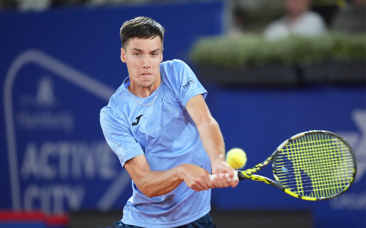 Marozsán Fábián Grigor Dimitrov Cincinnati tenisz ATP-Tour, Hamburg, Men, Singles, 1st round, Marozsan (Hungary) - Rune (Denmark), Tennis Stadium Am Rothenbaum, Fabian Marozsan (Hungary) in action. Photo: Marcus Brandt/dpa (Photo by MARCUS BRANDT / DPA / dpa Picture-Alliance via AFP)