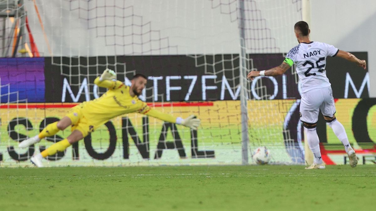 Fiorentina v Puskas Academy - UEFA Europa Conference League Play-Off 1st Leg
FLORENCE, ITALY - AUGUST 22: Zsolt Nagy of Puskas Academy scores a goal during the UEFA Europa Conference League Play-Off 1st leg match between Fiorentina and Puskas Academy at Stadio Artemio Franchi on August 22, 2024 in Florence, Italy. (Photo by Gabriele Maltinti/Getty Images)