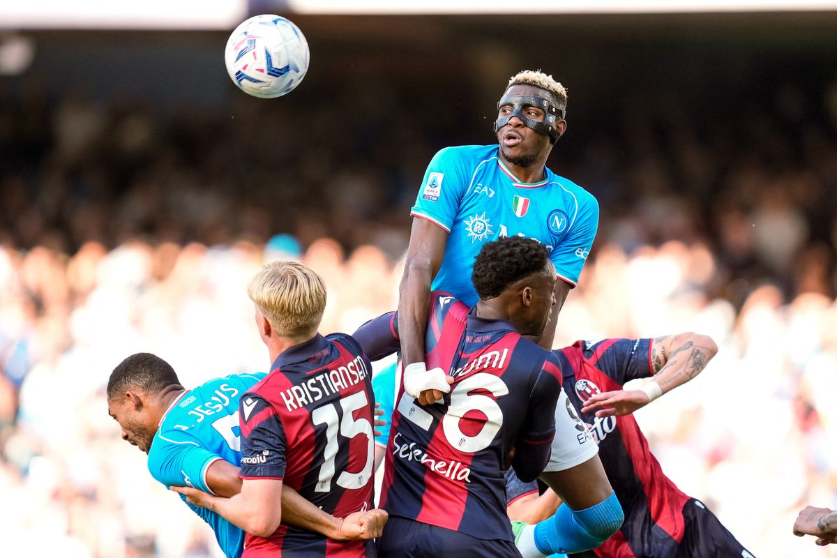 Victor Osimhen of SSC Napoli Chelsea átigazolás Szaúd-Arábia during the serie A TIM match between SSC Napoli and Bologna FC at Stadio Diego Armando Maradona on May 11, 2024 in Naples, Italy  (Photo by Giuseppe Maffia/NurPhoto) (Photo by Giuseppe Maffia / NurPhoto / NurPhoto via AFP)