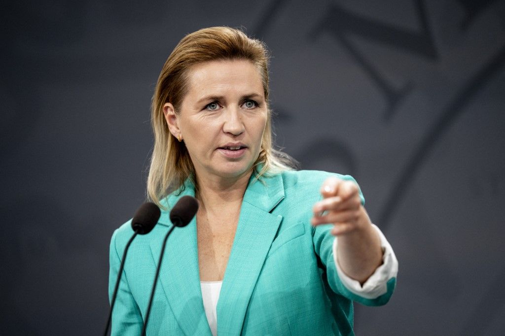 Mette Frederiksen, Dánia miniszterelnöke sajtótájékoztatón beszélt (Fotó: AFP)