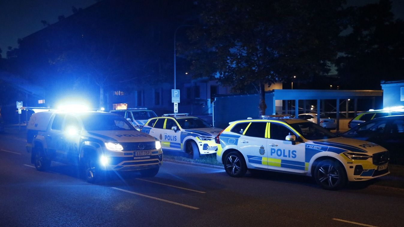 STOCKHOLM, SWEDEN 20240710
A young man dead in a shooting in Bagarmossen in southern Stockholm, Sweden,  late on Tuesday evening, according to the police.
Photo: Mickan Mörk / TT / Code 11576 (Photo by Mickan Mörk / TT NEWS AGENCY / TT News Agency via AFP)