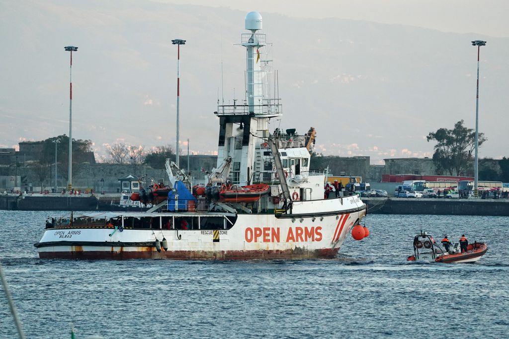 Open Arms Ship In Messina
The ship of ONG Proactiva, Open Arms with 118 migrants on board makes its way to the port of Messina (Sicily), Italy on 
January 15, 2020. (Photo by Gabriele Maricchiolo/NurPhoto) (Photo by Gabriele Maricchiolo / NurPhoto / NurPhoto via AFP)