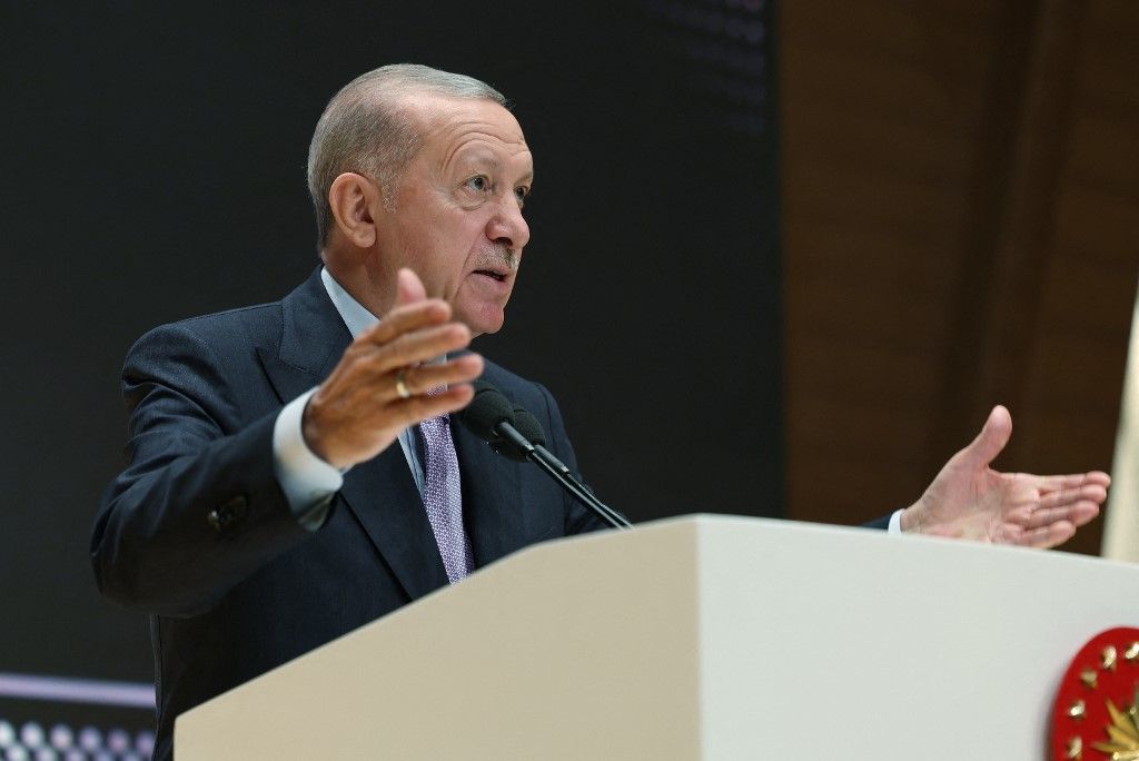 Erdogan felszólal a 2024-2025-ös bírói év megnyitó ünnepségén Ankarában, Törökországban, 2024. szeptember 2-án