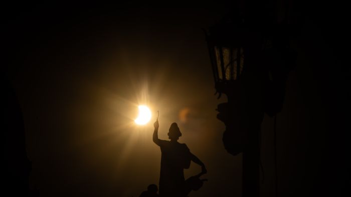 Argentina Eclipse
The moon passes the sun during an annular solar eclipse in Buenos Aires, Argentina, on October 2, 2024. (Photo by Matias Baglietto/NurPhoto) (Photo by Matías Baglietto / NurPhoto / NurPhoto via AFP)