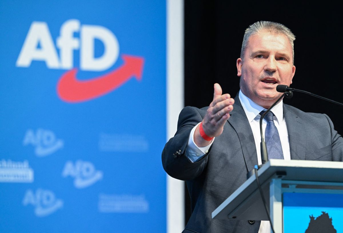 State Party Congress of the AfD Baden-Württemberg
16 July 2022, Baden-Wuerttemberg, Stuttgart: Martin Hess, member of the Bundestag for the Alternative for Germany (AfD) party and candidate for the Baden-Württemberg state chair, speaks in an exhibition hall at the state party conference of the AfD Baden-Württemberg. Photo: Bernd Weißbrod/dpa (Photo by BERND WEISSBROD / DPA / dpa Picture-Alliance via AFP)