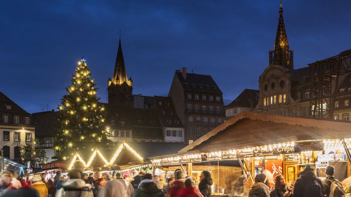 FRANCE, ALSACE, BAS-RHIN (67), STRASBOURG CHRISTMAS MARKET AND THE BIG TREE ON PLACE KLEBERFRANCE, ALSACE, BAS-RHIN (67), STRASBOURG CHRISTMAS MARKET AND THE BIG TREE ON PLACE KLEBER (Photo by Jean ISENMANN / ONLY FRANCE / Only France via AFP)