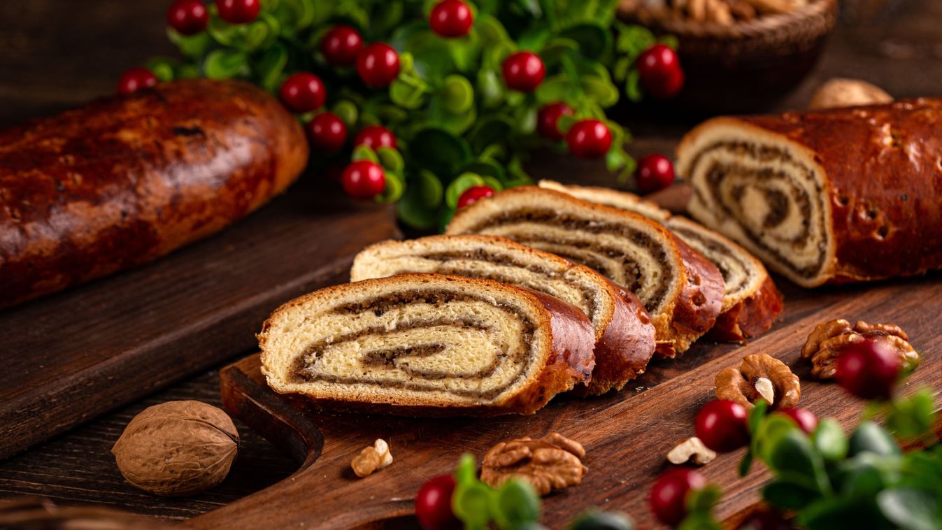 Home,Baked,Walnut,Roll,,Bejgli,,Traditional,Hungarian,Sweet,Bread,Stuffed