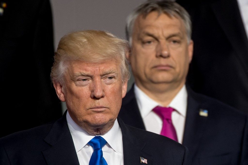 A 2017. május 25-én készült fotón Donald Trump amerikai elnök és Orbán Viktor miniszterelnök (Fotó: AFP)