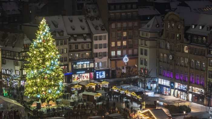 FRANCE, ALSACE, BAS-RHIN (67), LIGHTING OF THE LARGE STRASBOURG CHRISTMAS TREE ON PLACE KLEBERFRANCE, ALSACE, BAS-RHIN (67), LIGHTING OF THE LARGE STRASBOURG CHRISTMAS TREE ON PLACE KLEBER (Photo by Jean ISENMANN / ONLY FRANCE / Only France via AFP)