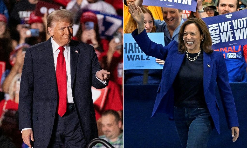 Donald Trump volt amerikai elnök és republikánus elnökjelölt, és Kamala Harris amerikai alelnök és demokrata elnökjelölt 