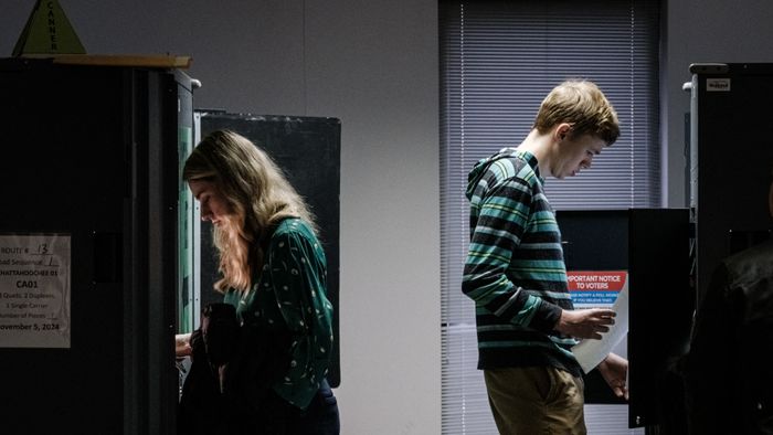 People vote at a polling station in Smyrna, Georgia, on Election Day, November 5, 2024. (Photo by Yasuyoshi CHIBA / AFP)