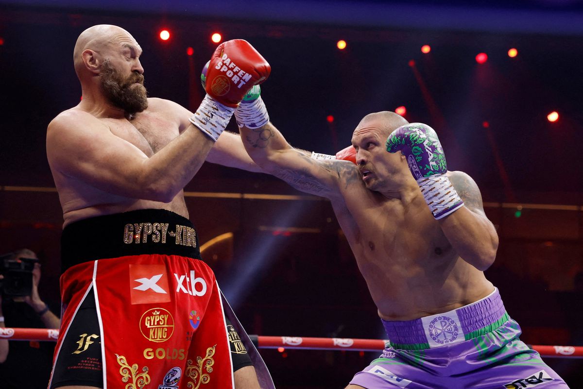 Oleksandr Usyk v Tyson Fury - Heavyweight World Title
Boxing - Oleksandr Usyk v Tyson Fury - Heavyweight World Title - Kingdom Arena, Riyadh, Saudi Arabia - December 22, 2024
Tyson Fury in action against Oleksandr Usyk Action Images via Reuters/Andrew Couldridge     TPX IMAGES OF THE DAY
BOXING-HEAVYWEIGHT-USYK-FURY/