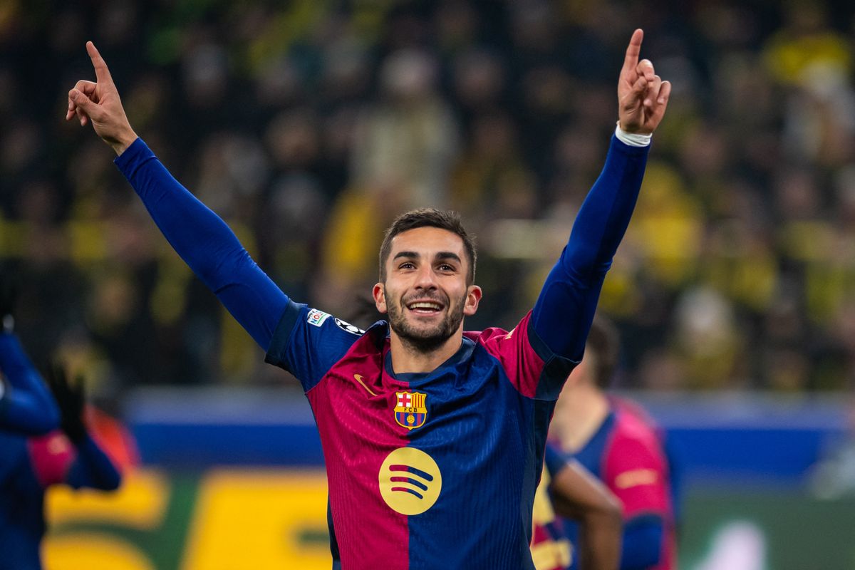 BL továbbjutók Bajnokok Ligája Borussia Dortmund v FC Barcelona - UEFA Champions League Liverpool
DORTMUND, GERMANY - DECEMBER 11: Ferran Torres of Barcelona celebrates after scoring his team's second goal during the UEFA Champions League 2024/25 League Phase MD6 match between Borussia Dortmund and FC Barcelona at BVB Stadion Dortmund in Dortmund, Germany on December 11, 2024. Hesham Elsherif / Anadolu (Photo by Hesham Elsherif / ANADOLU / Anadolu via AFP) Manchester City PSG Real Madrid