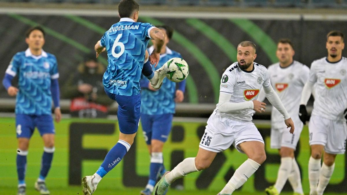 Topolya továbbjutás Konferencialiga Gent Noah
Represented by ZUMA Press, Inc./December 12, 2024, Gent, Paris, Belgium: GENT, BELGIUM - DECEMBER 12 : Gandelman Omri midfielder of KAA Gent and Ifet Djakovac of FK TSC Backa Topola during the UEFA Conference League 2024/25 League Phase MD5 match between KAA Gent and FK TSC on December 12, 2024 in Gent, Belgium, 12/12/2024.