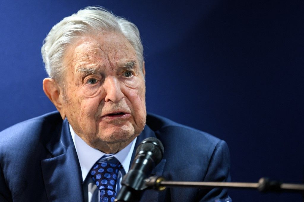 Soros György magyar származású amerikai befektető a Világgazdasági Fórum (WEF) éves davosi találkozóján, 2022. május 24-én