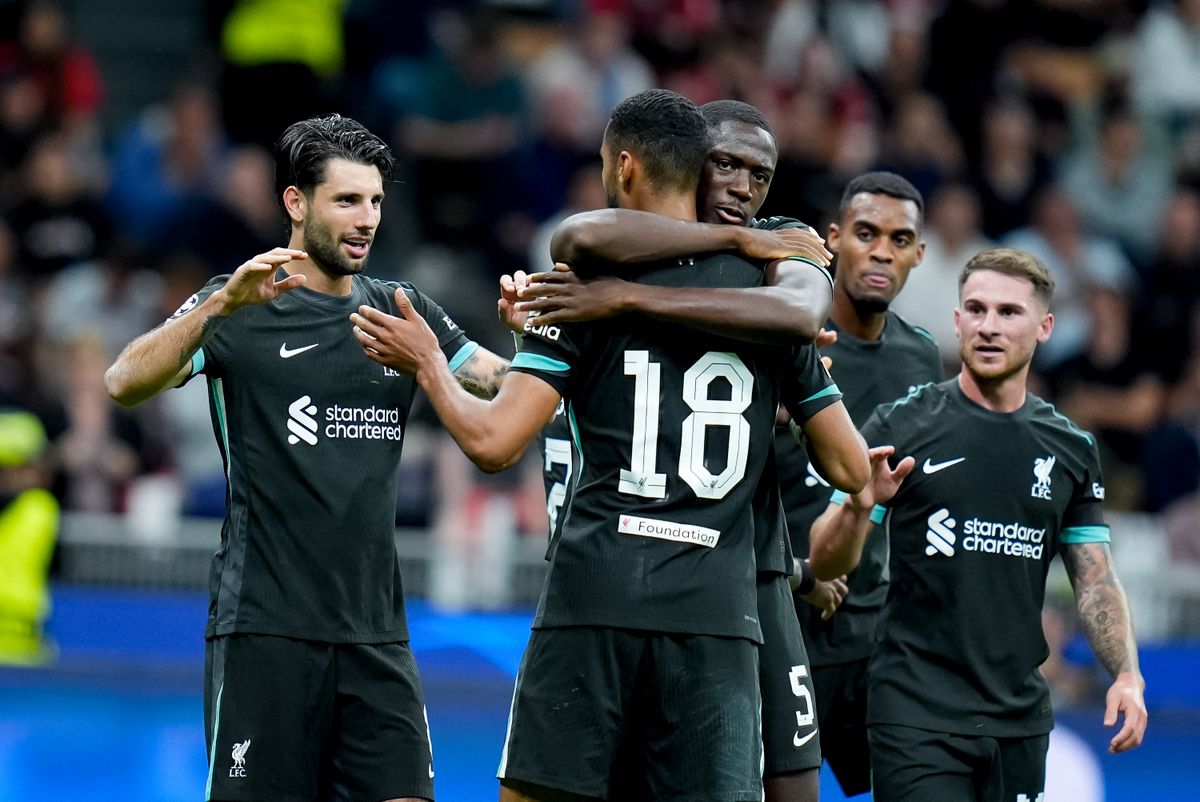 AC Milan v Liverpool FC - UEFA Champions League 2024/25 Szoboszlai Dominik Bajnokok Ligája alapszakasz első Arne Slot