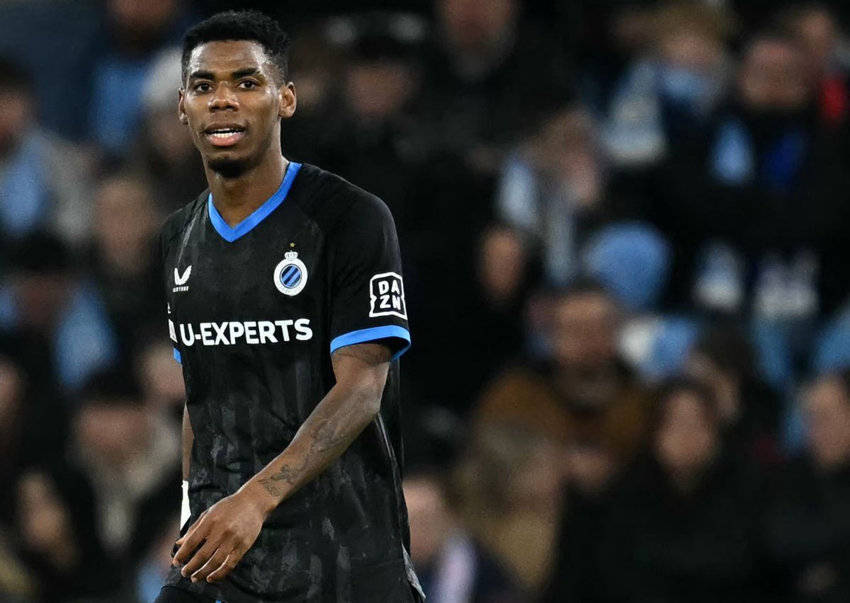 AFP or licensors/Club Brugge's Nigerian midfielder #15 Raphael Onyedika celebrates scoring the opening goal during the UEFA Champions League football match between Manchester City and Club Brugge at the Etihad Stadium in Manchester, north west England, on January 29, 2025. (Photo by Paul ELLIS / AFP) Bajnokok Ligája