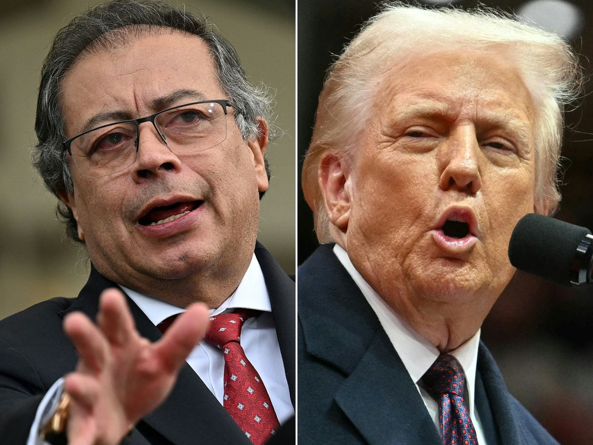 Gustavo Petro kolumbiai elnök és Donald Trump amerikai elnök.