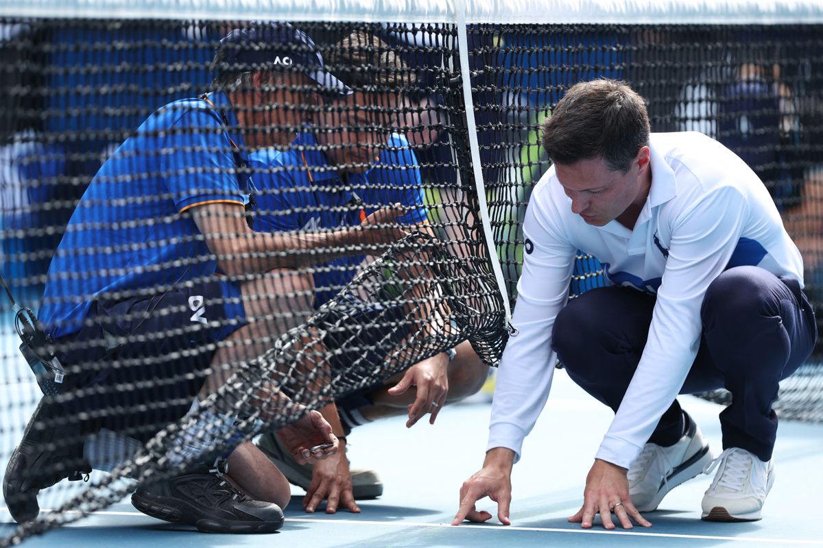 Australian Open háló Jannik Sinner and Denmark's Holger Rune on day nine of the Australian Open tennis tournament in Melbourne on January 20, 2025. (Photo by Martin KEEP / AFP) / -- 