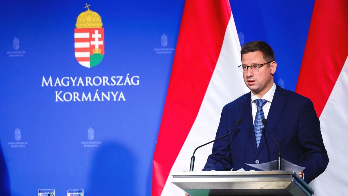 Gulyás Gergely Miniszterelnökséget vezető miniszter beszélt a bombariadóval kapcsolatban (Fotó: Ladóczki Balázs)