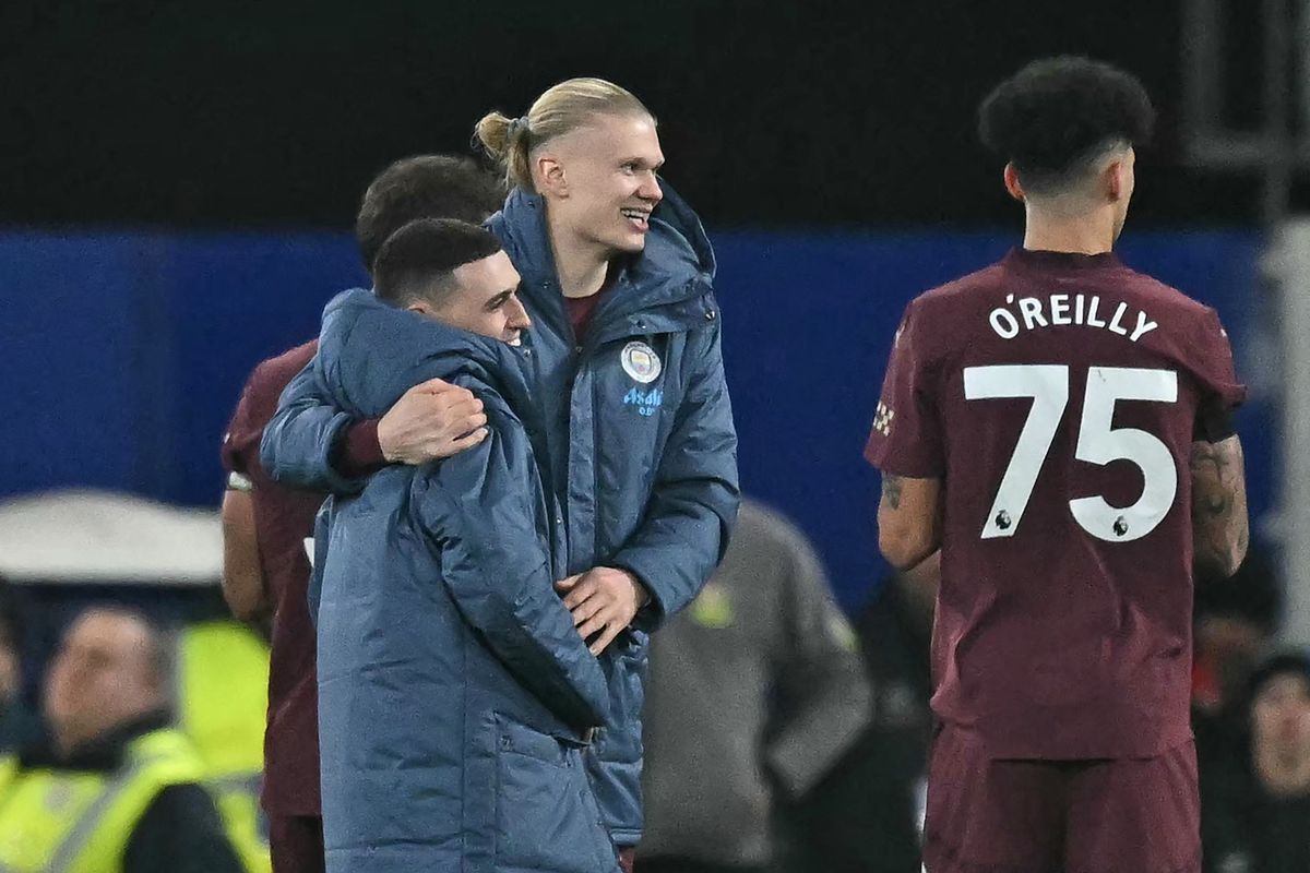 Premier League Manchester City Erling Haaland  Phil Foden Ipswich Town Liverpool Manchester United 2025. (Photo by Ben STANSALL / AFP) 