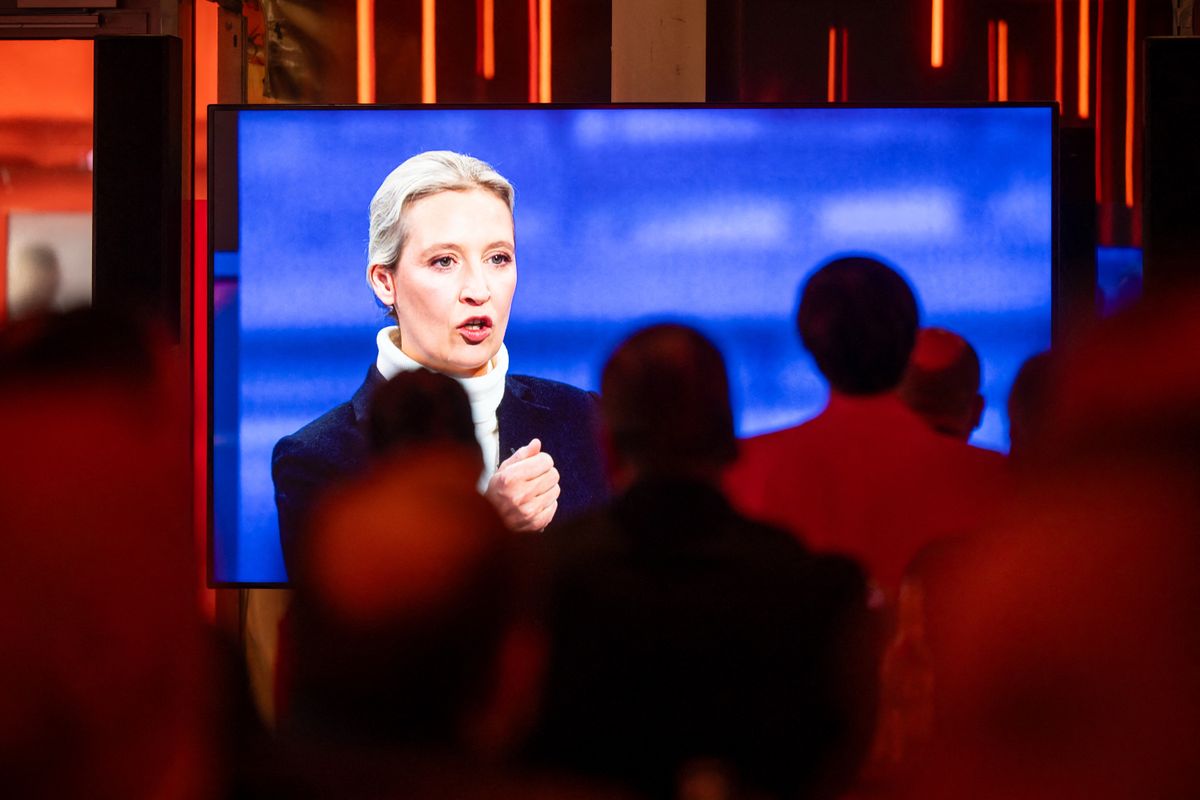 Rengetegen kíváncsiak arra, hogyan képzelik el a jövőt a kancellárjelöltek, köztük Alice Weidel, az AfD társelnöke (Fotó: dpa Picture-Alliance via AFP)