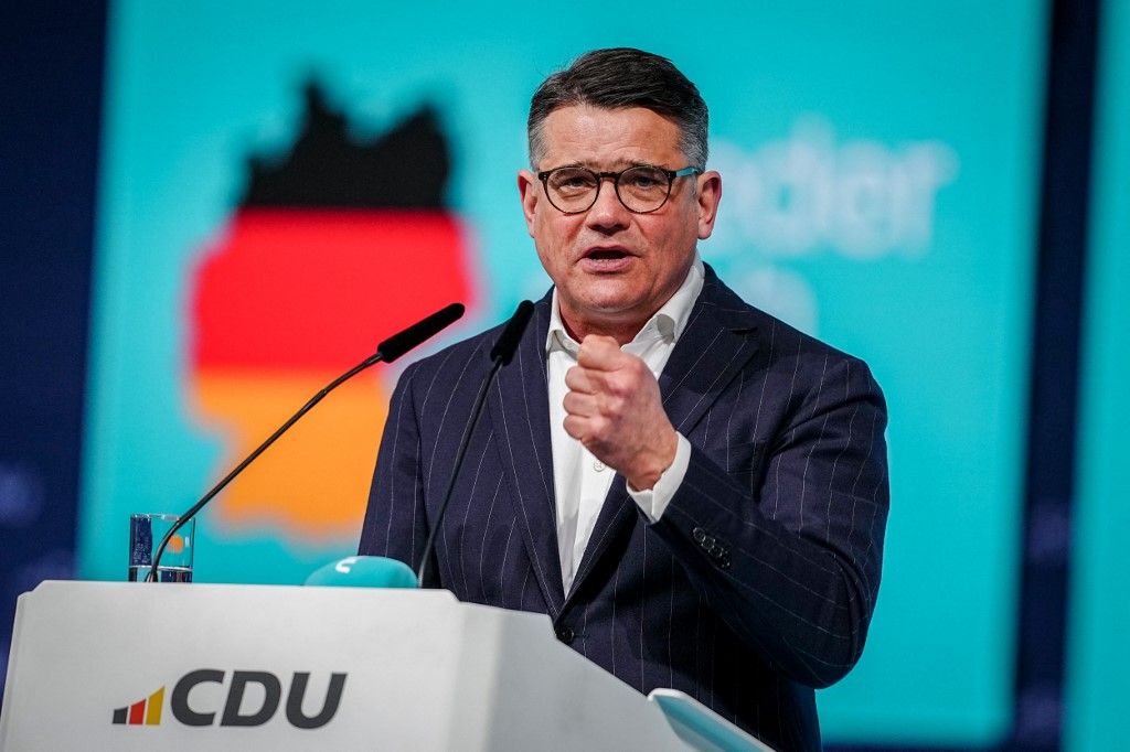 Boris Rhein (CDU), Hessen tartomány miniszterelnöke felszólal a CDU 37. szövetségi pártkonferenciáján