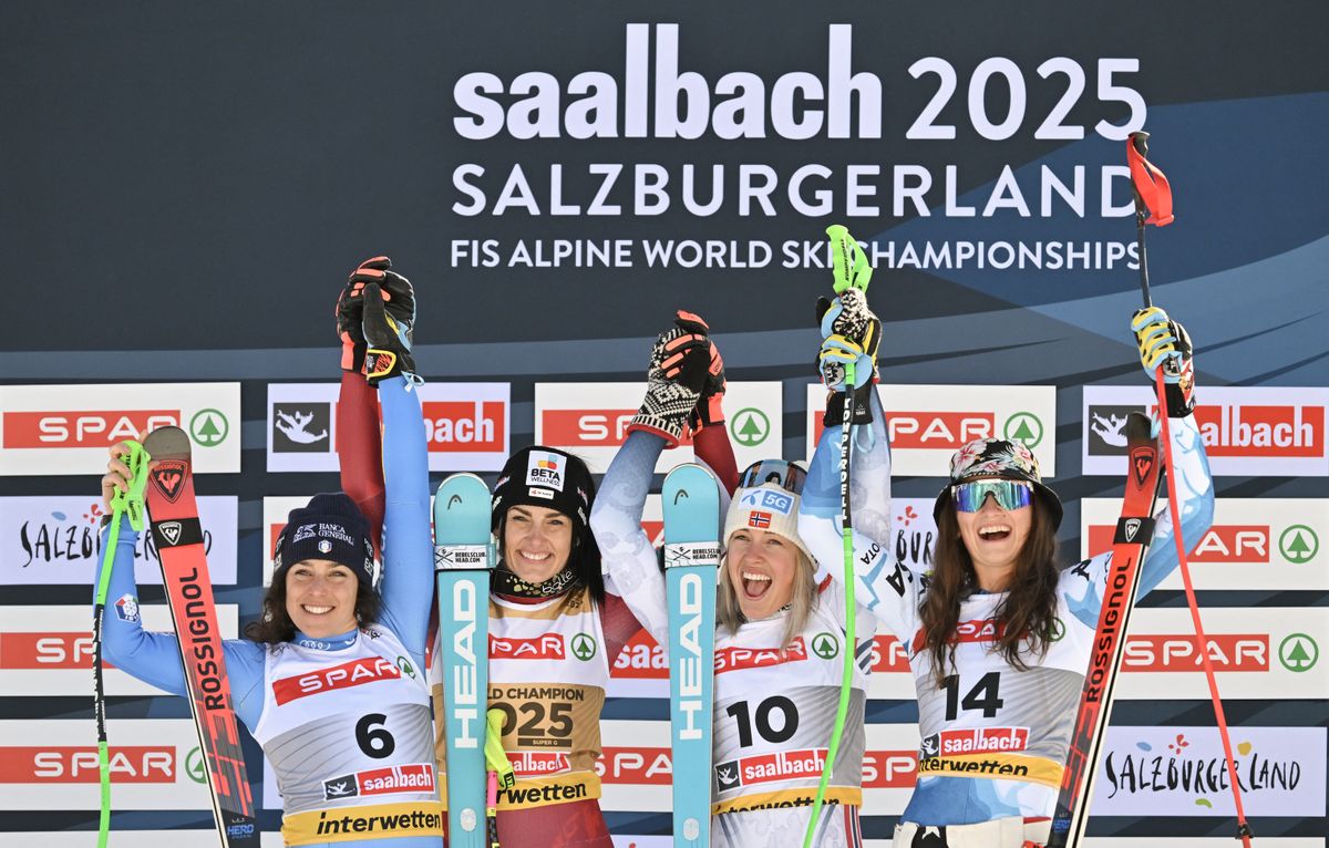 Federica Brignone, Stephanie Venier, Kajsa Vickhoff Lie, Lauren Macuga az alpesi sí vb dobogósai női szuperóriás-műlesiklásban, Lindsey Vonn kiesett