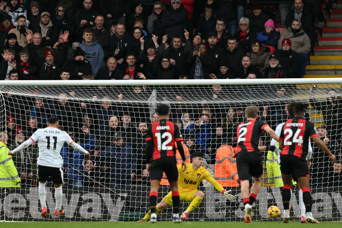 Mohamed Szalah büntető Szoboszlai Dominik Kerkez Milos Bournemouth Liverpool Premier League VAR