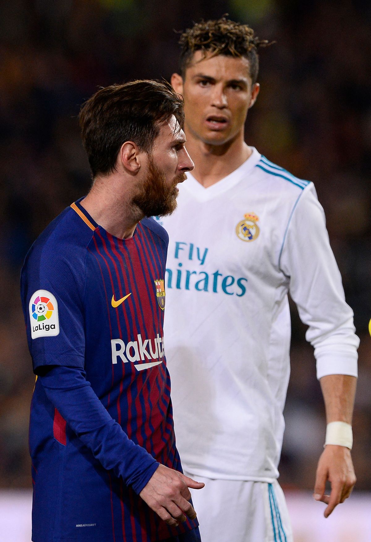 Lionel Messi (elől) és Cristiano Ronaldo mindig rivalizált egymással. Barcelona, Real Madrid