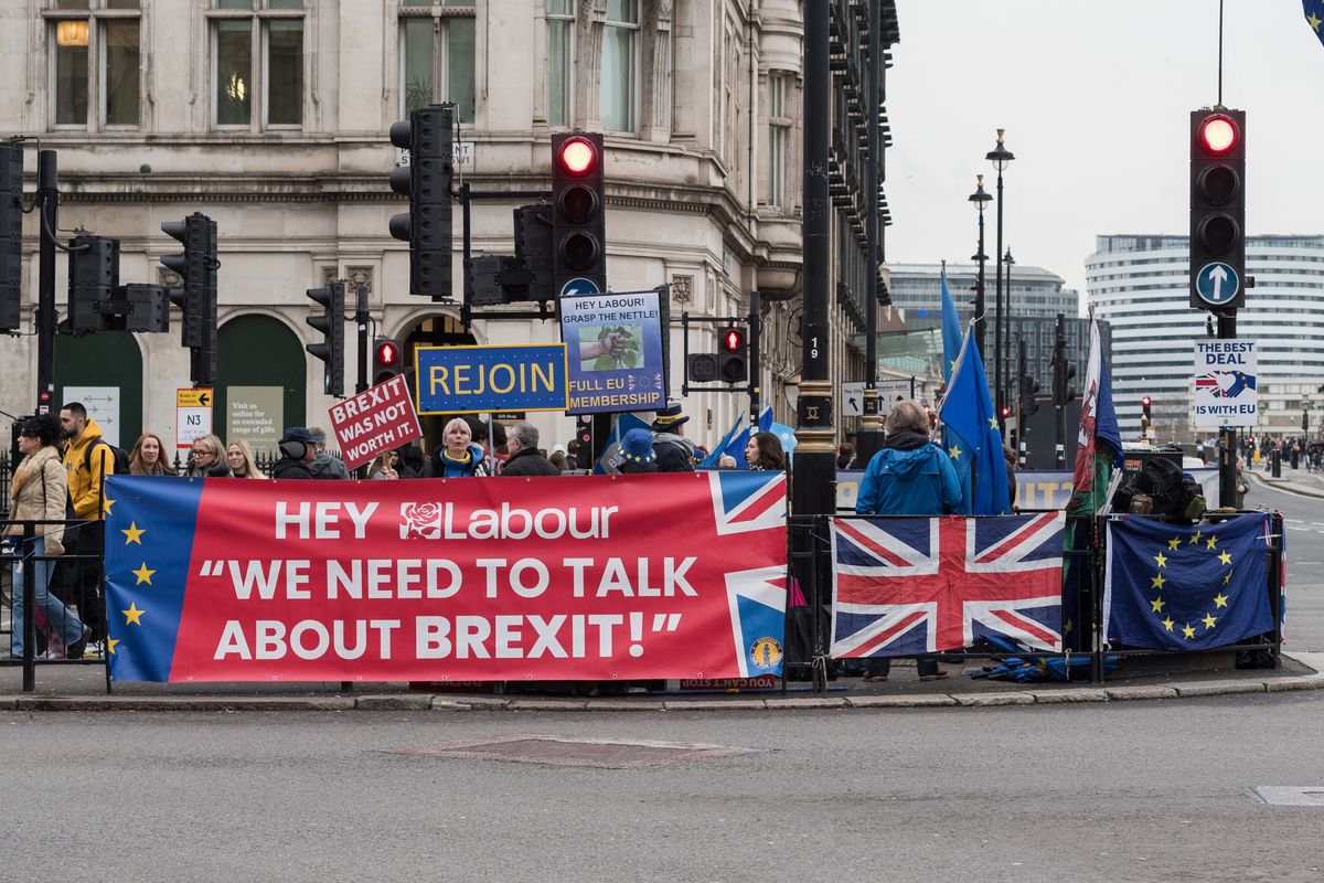 Tüntetés a Brexit ötödik évfordulója alkalmából Londonban.