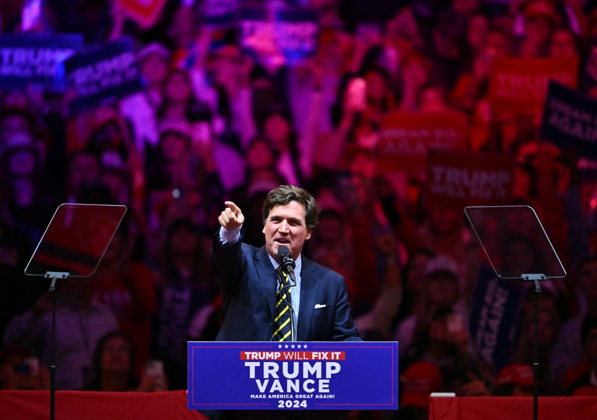 Republican presidential candidate Donald Trump holds a campaign rally