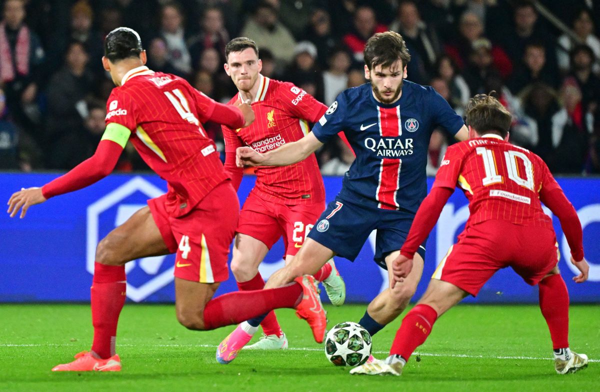 March 5, 2025, Paris, France: Khvicha Kvaratskhelia PSG lors du match de Ligue des Champions de l'UEFA opposant le le Paris Saint-Germain (PSG) au Liverpool FC (0/1) au Parc des Princes Ã  Paris, France, le 5 mars 2025. Â© Christian Liewig/Bestimage UEFA Champions League match between Paris Saint-Germain (PSG) and Liverpool FC at Parc des Princes in Paris, France, on March 5, 2025. 1/8th final first leg of the 2024-25 Champions League between PSG against Liverpool (0-1) at the Parc des Princes in Paris on March 5, 2025. (Credit Image: © Christian Liewig/PsnewZ via ZUMA Press)