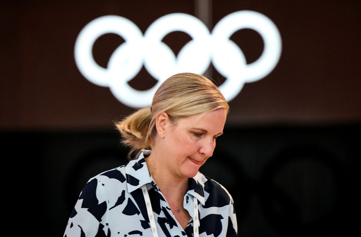 (250319) -- COSTA NAVARINO, March 19, 2025 (Xinhua) -- Candidate to the presidency of the International Olympic Committee (IOC) Kirsty Coventry is seen before the 144th International Olympic Committee (IOC) session in Costa Navarino, Athens, Greece, March 19, 2025. (Xinhua/Cao Can) (Photo by CAO CAN / XINHUA / Xinhua via AFP)