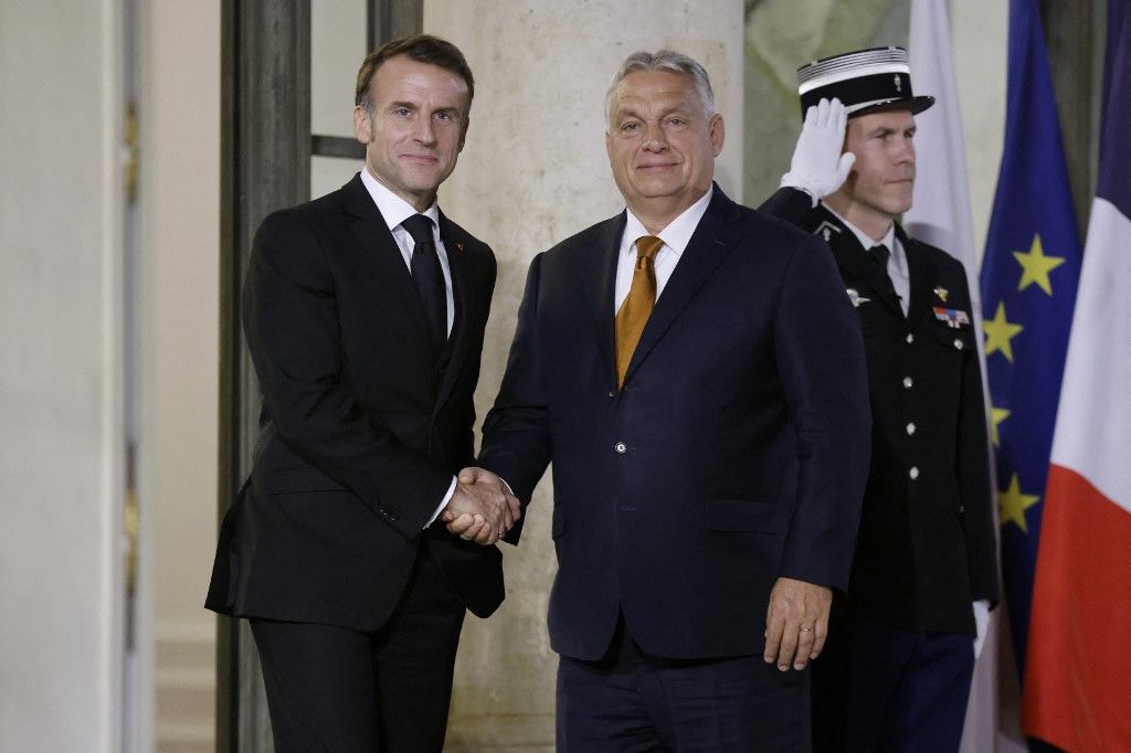 Orbán Viktor miniszterelnök és Emmanuel Macron francia elnök Párizsban tavaly októberben