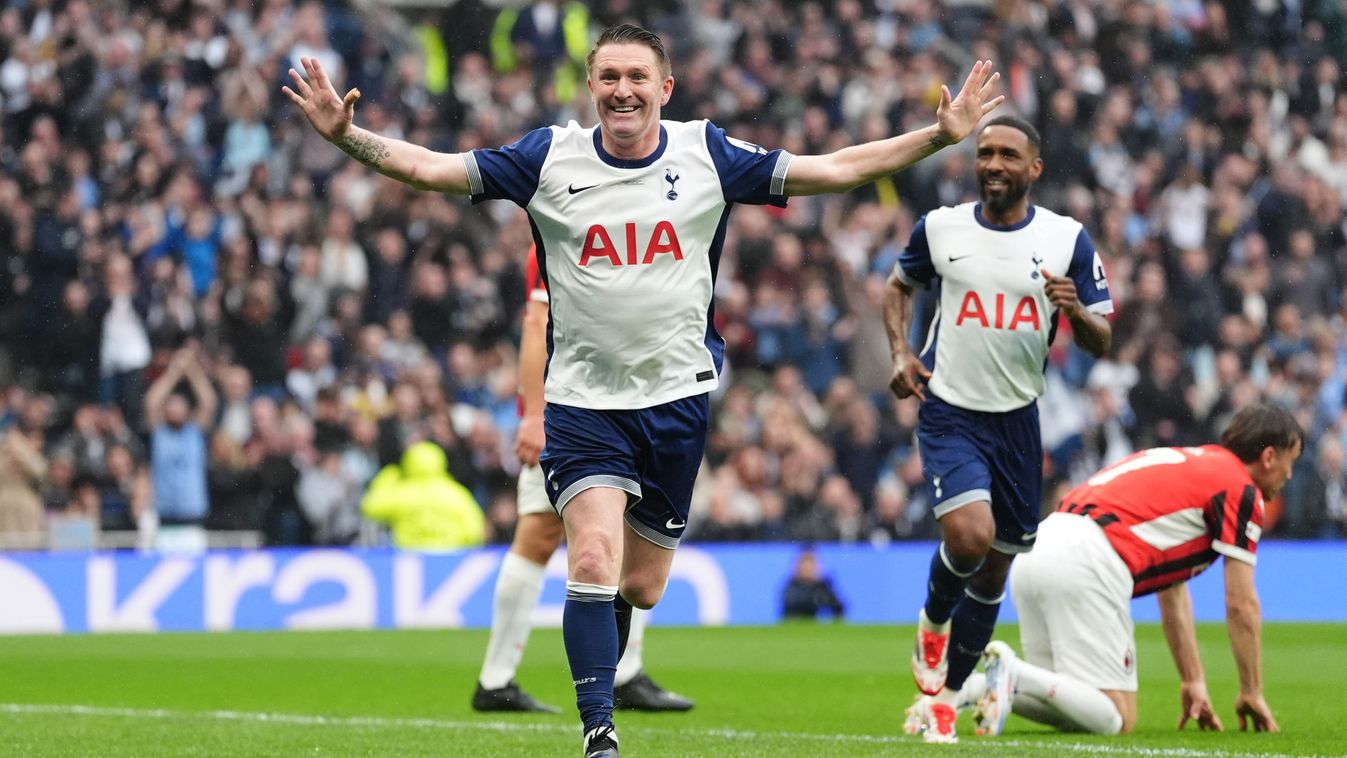 Tottenham Hotspur's Robbie Keane celebrates scoring their side's first goal of the game during the friendly match at the Tottenham Hotspur Stadium, London. Picture date: Sunday March 23, 2025. (Photo by Adam Davy/PA Images via Getty Images)