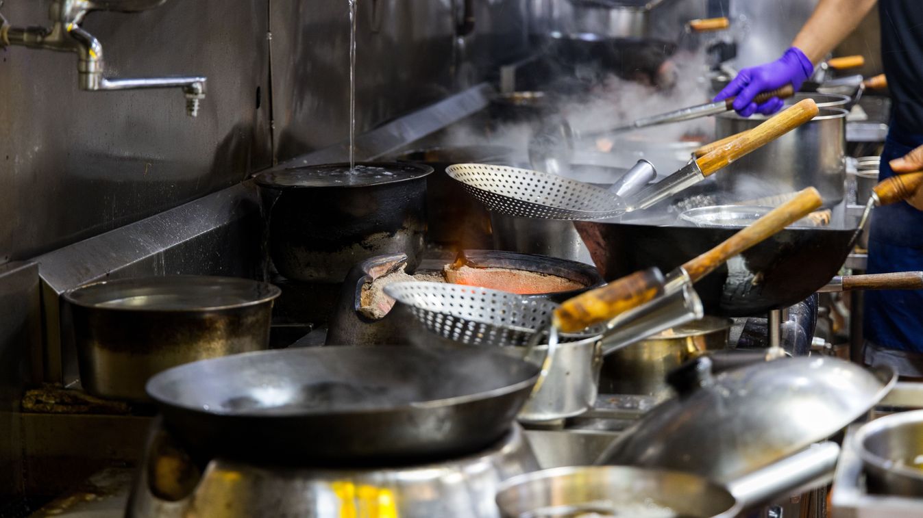 Chinese style kitchen in the restaurant