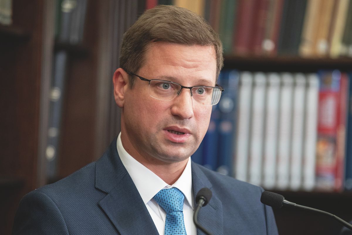 Gulyás Gergely Miniszerelnökséget vezető miniszter a Megyei Jogú Városok Szövetsége (MJVSZ) közgyűlésén (Fotó: Vida Márton Péter/Haon)