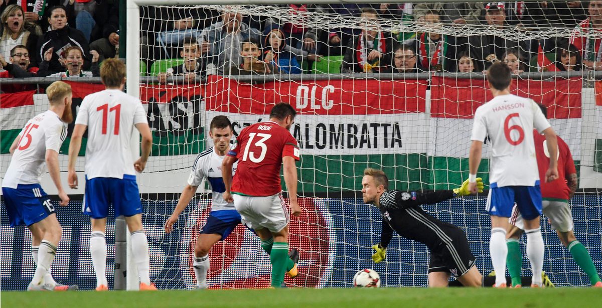 Marco Rossi ezt még Honvéd-edzőként látta: Böde Dániel (13-as mezben) gólt lő a magyar válogatott színeiben, Feröer-szigetek ellen